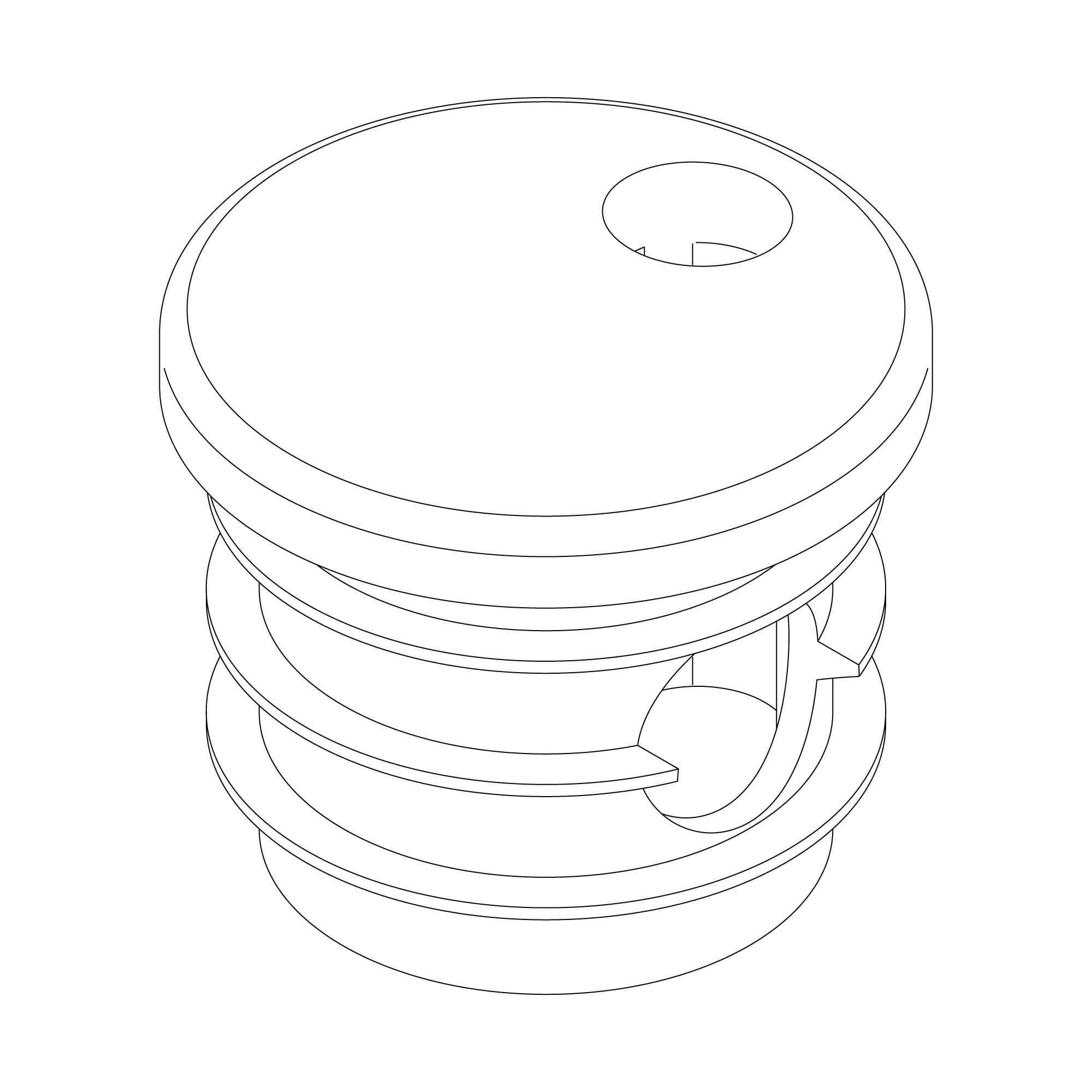 Flag cap 1" round ribbed